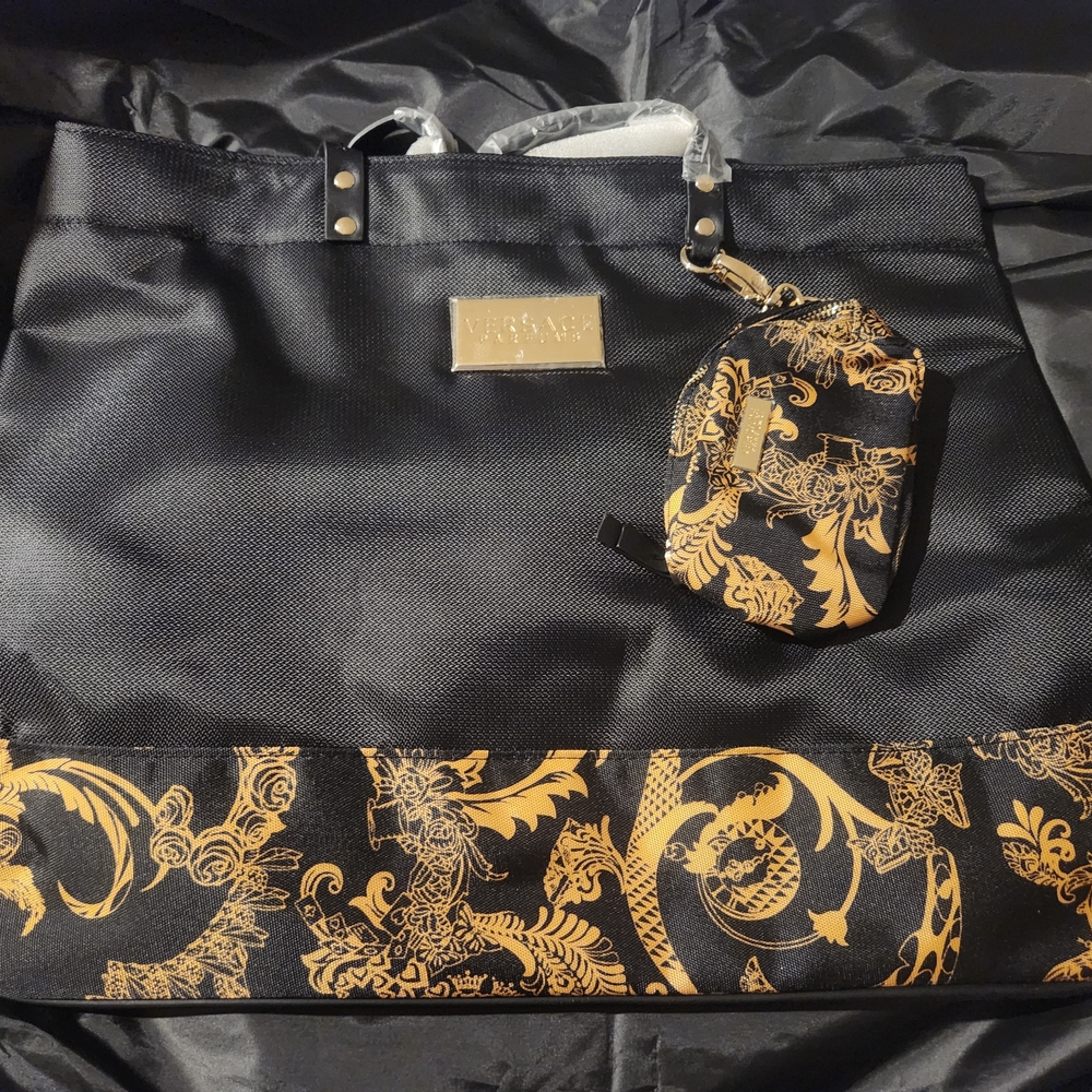 Versace Black and Gold Tote Bag